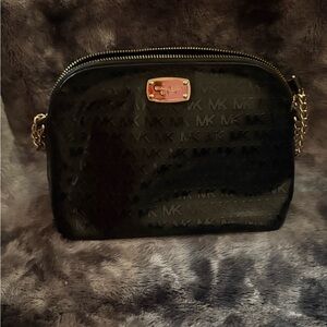 Michael Kors Black Crossbody Bag with Gold Accents